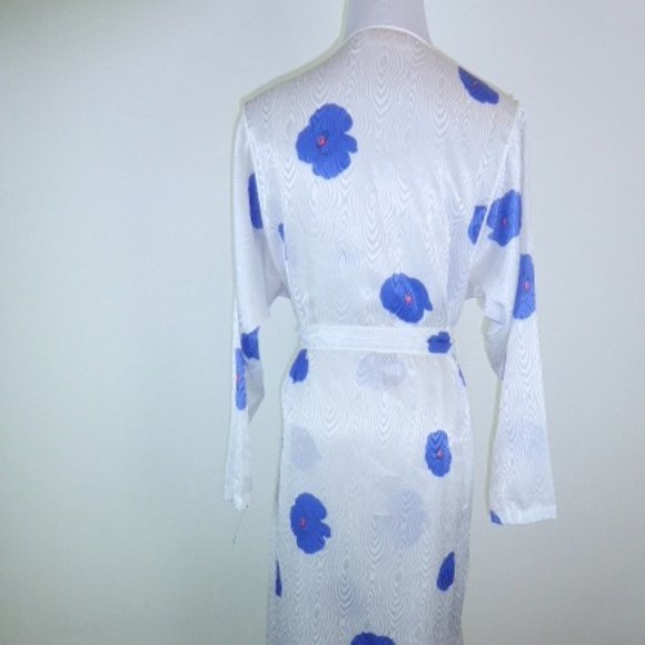 Givenchy NEIMAN MARCUS peignoir robe night gown blue floral slky set S M vintage - Picture 4 of 13